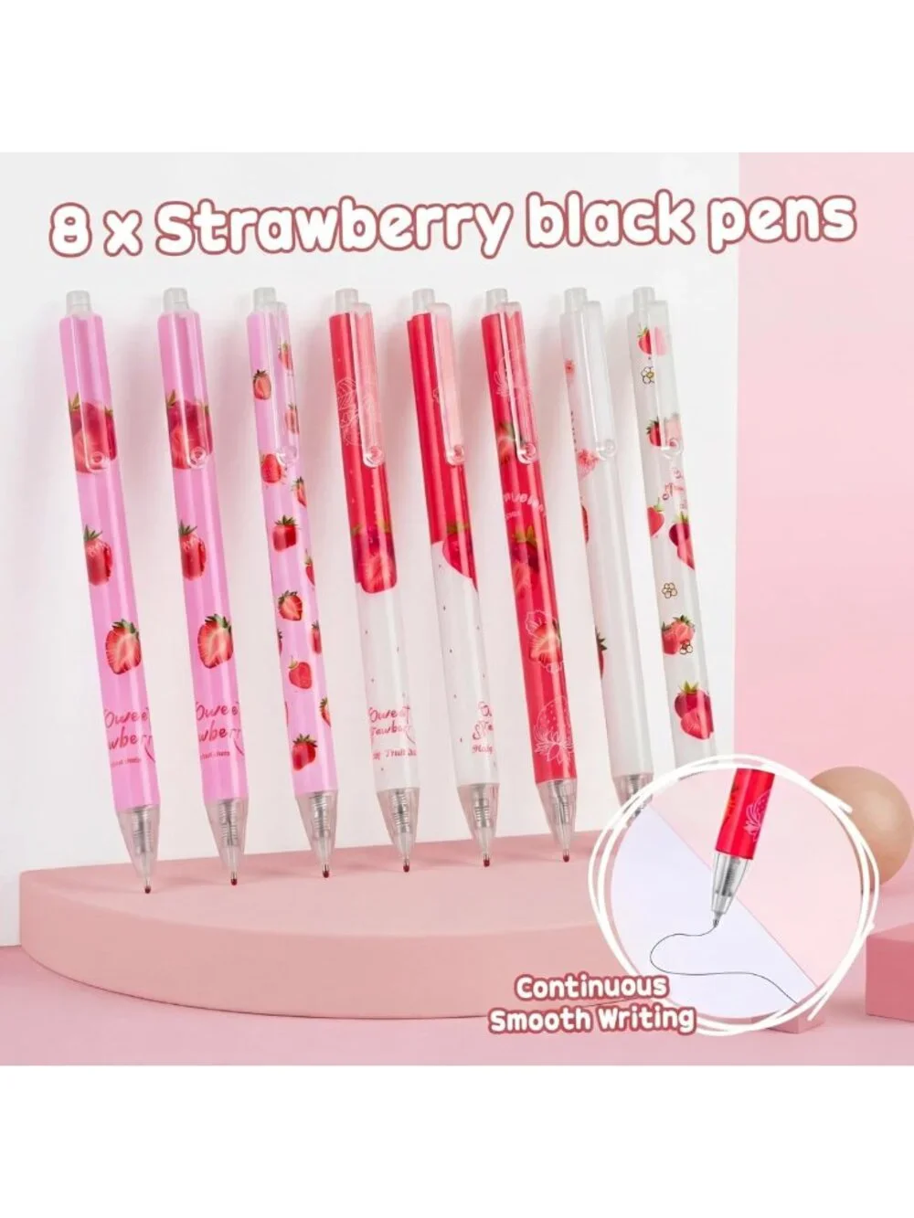 Cute Pink Strawberry Stationery Set with Pencil Case - Perfect School Supplies!
